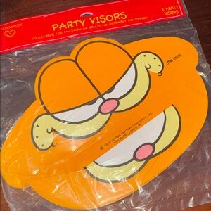 Vintage Set of 8 Garfield Party Favors Visors 1978 Birthday Cartoon Jim Davis